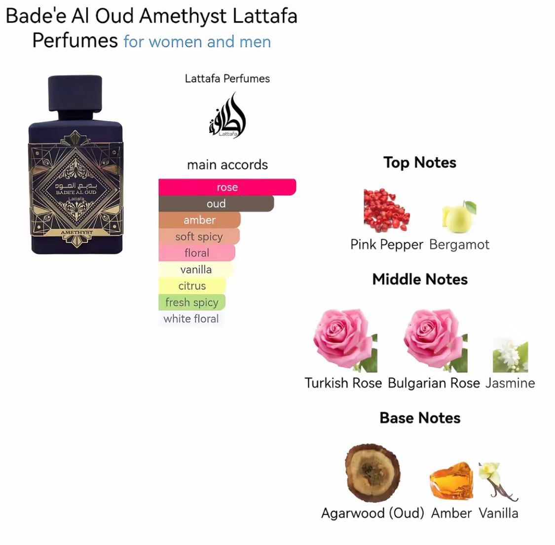 acceuil elegant oud and rose fragrance bade'e al oud amethyst latafa perfume